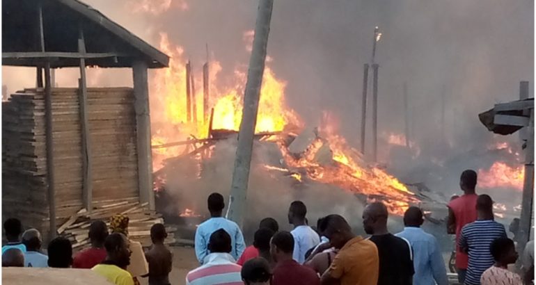 Fire guts residential building, shops in Ebonyi