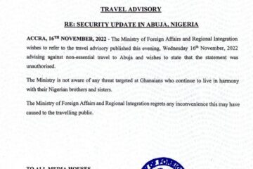 Ghana withdraws travel advisory against Nigeria, says publication unauthorised